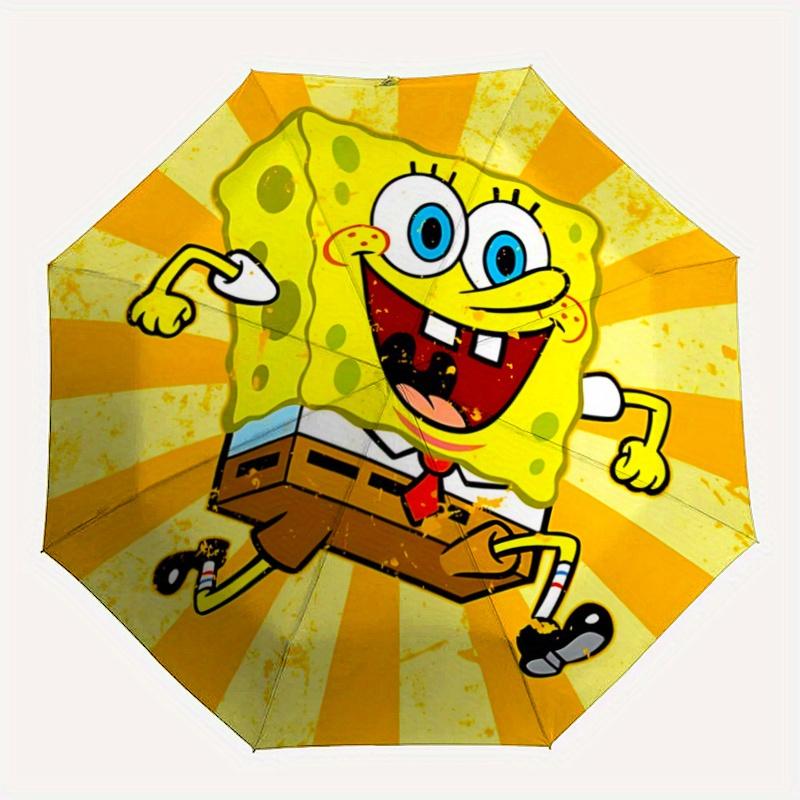 1pc SpongeBob SquarePants Automatic Folding Umbrella - Portable 3-Fold Design, 8-Bone Iron Frame Outdoor Umbrella, Ideal Gift for Fans, Travelers