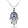 WOSTU Real 925 Sterling Silver Hand Of Fatima Hamsa Pendant Choker Necklace For Women Fashion bijoux Jewelry Gift CQN264