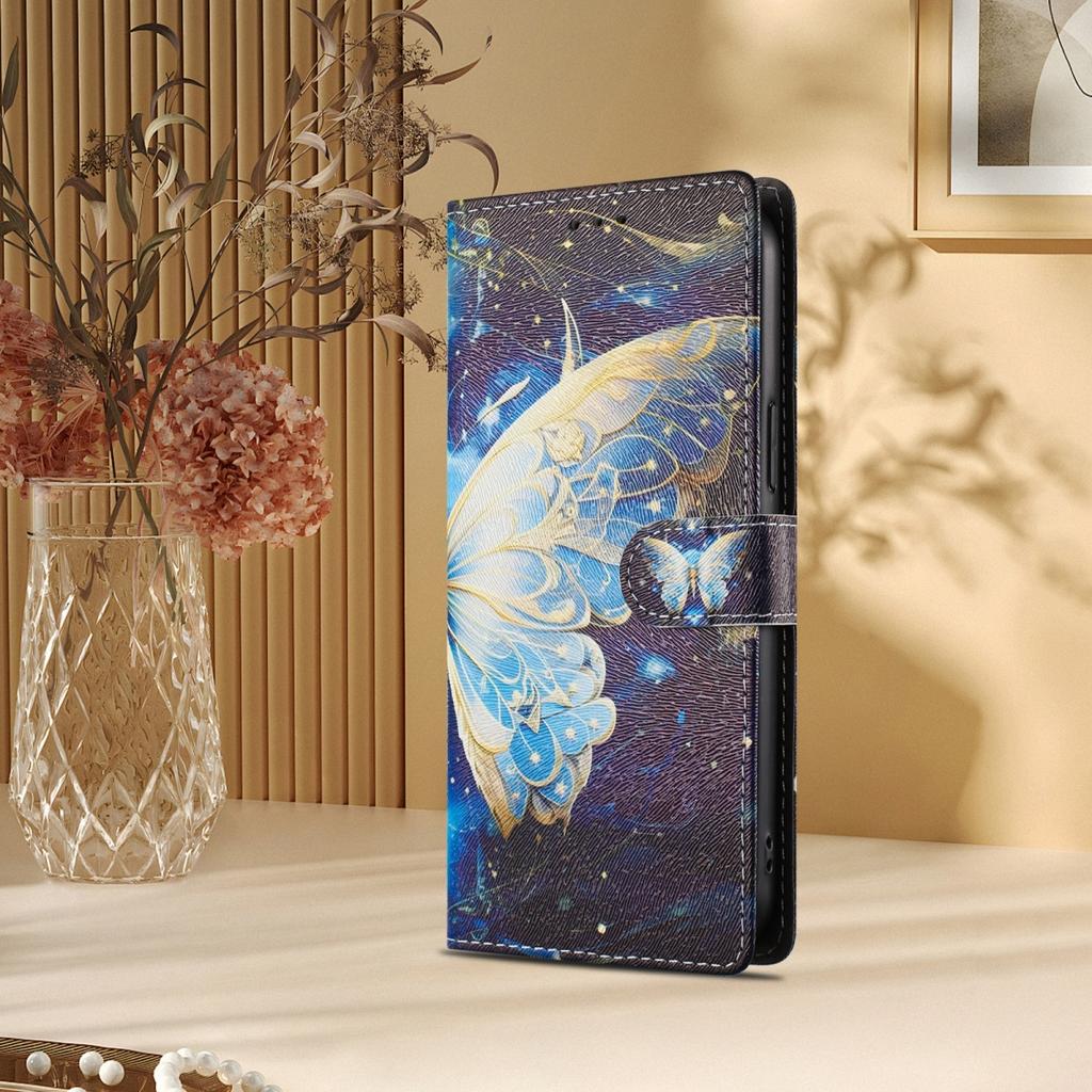 Custodia in Pelle a Portafoglio Flip per iPhone 17 16 15 14 13 12 Pro Max Plus Mini 17 Air Carina con Stampa Fiore Farfalla Cover Posteriore per Telefono