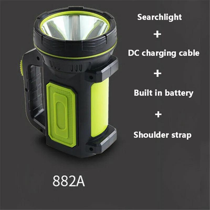 LED Strong Searchlight Flashlight Portable Hand Lamp Rechargeable 2 Lighting Modes Emergency Hiking Camping Energe Saving Torch