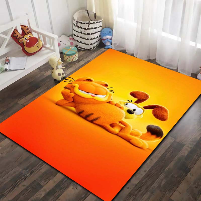G Garfield Cartoon Cat Print Area Rug Non‑Slip Floor Mat Soft Carpet For Kids Bedroom Living Room Indoor Home Decor Holiday Gift