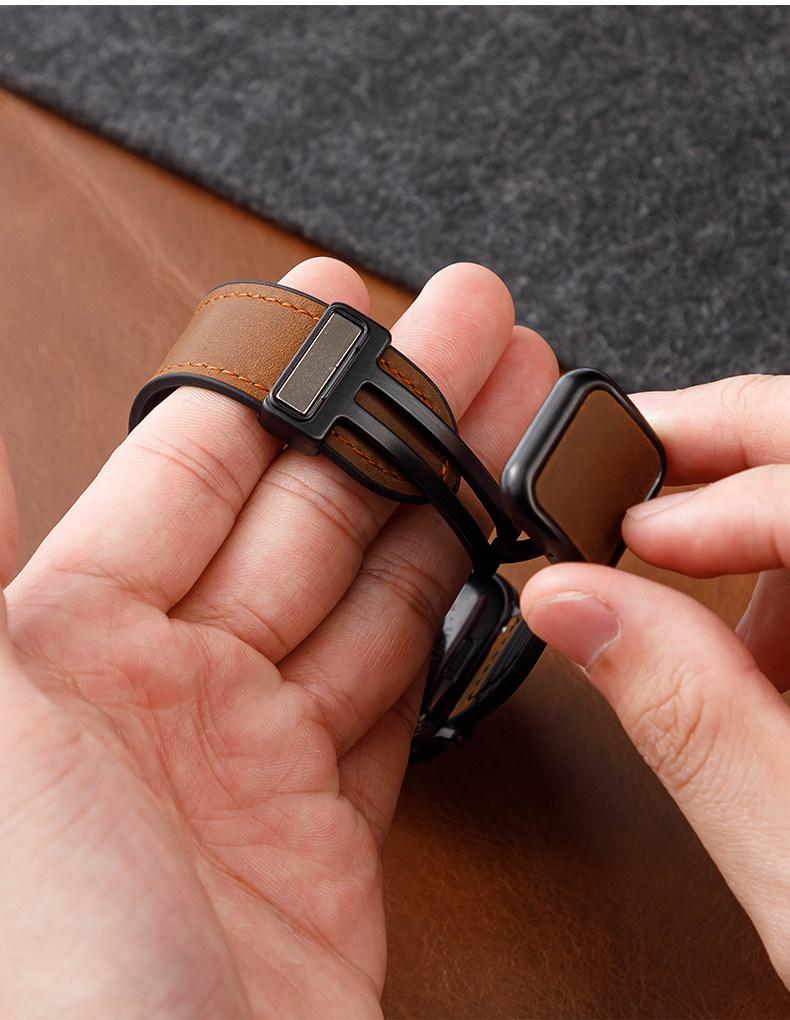 Straps for apple watch Band 42mm 44mm 40mm 49mm 46mm 45mm Leather Silcone Magntic Watch Bands for iwatch series 9 8 SE 6 Ultra 2