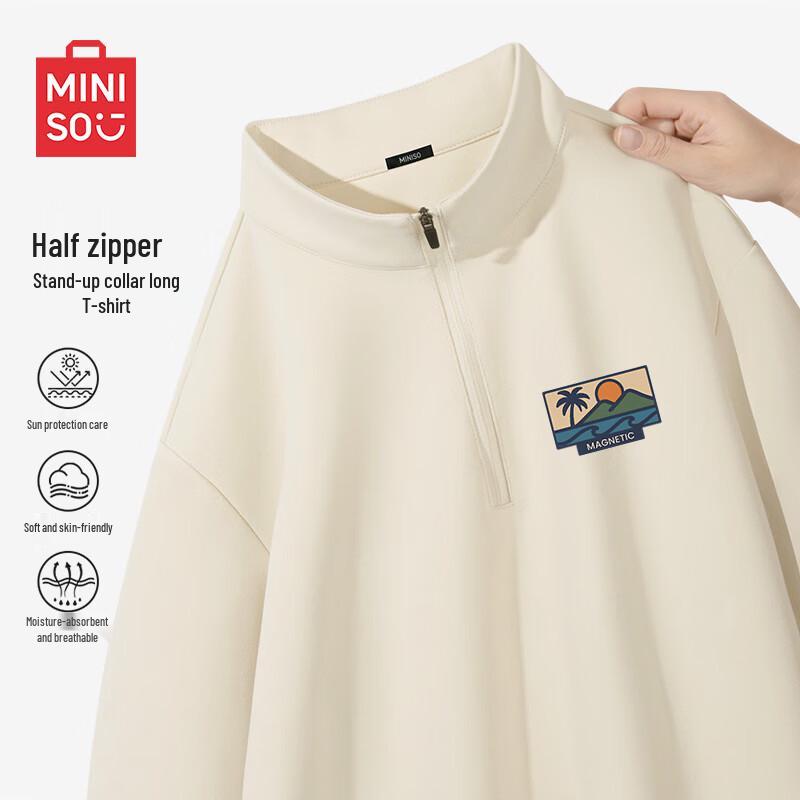 MINISO Men s Long-Sleeve Quick-Dry Half-Zip T-Shirt L