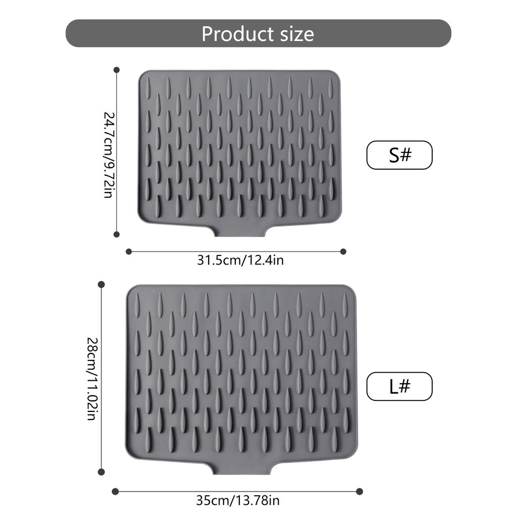 Multi Functional Silicone Sloped Drying Mat Heatproof Non Slip Pad Kitchen Sink Drying Mat for Kitchen Countertop Dishes
