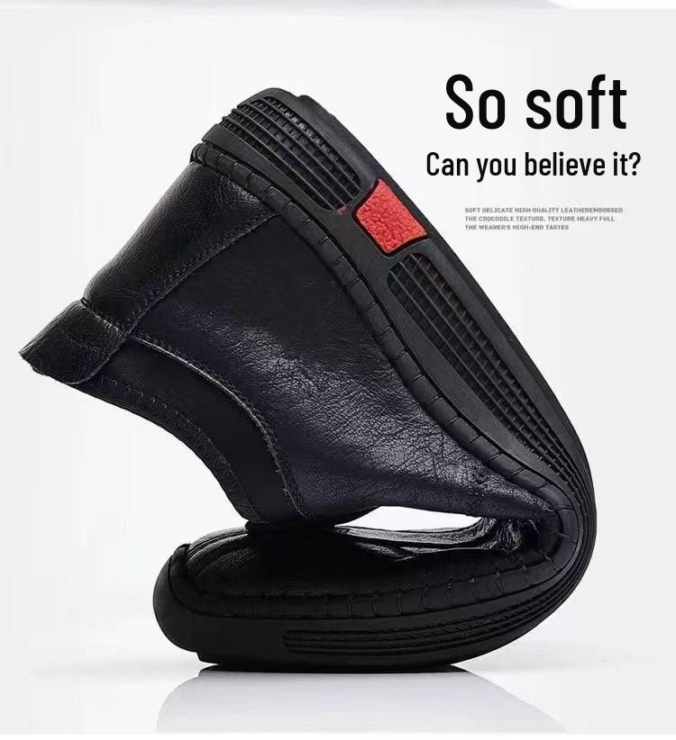 Pantofi de iarnă pentru bărbați Woodpecker cu căptușeală din fleece - Călduroși, cu talpă moale, încălțăminte casual din piele cu vârf mediu-înalt pentru tați