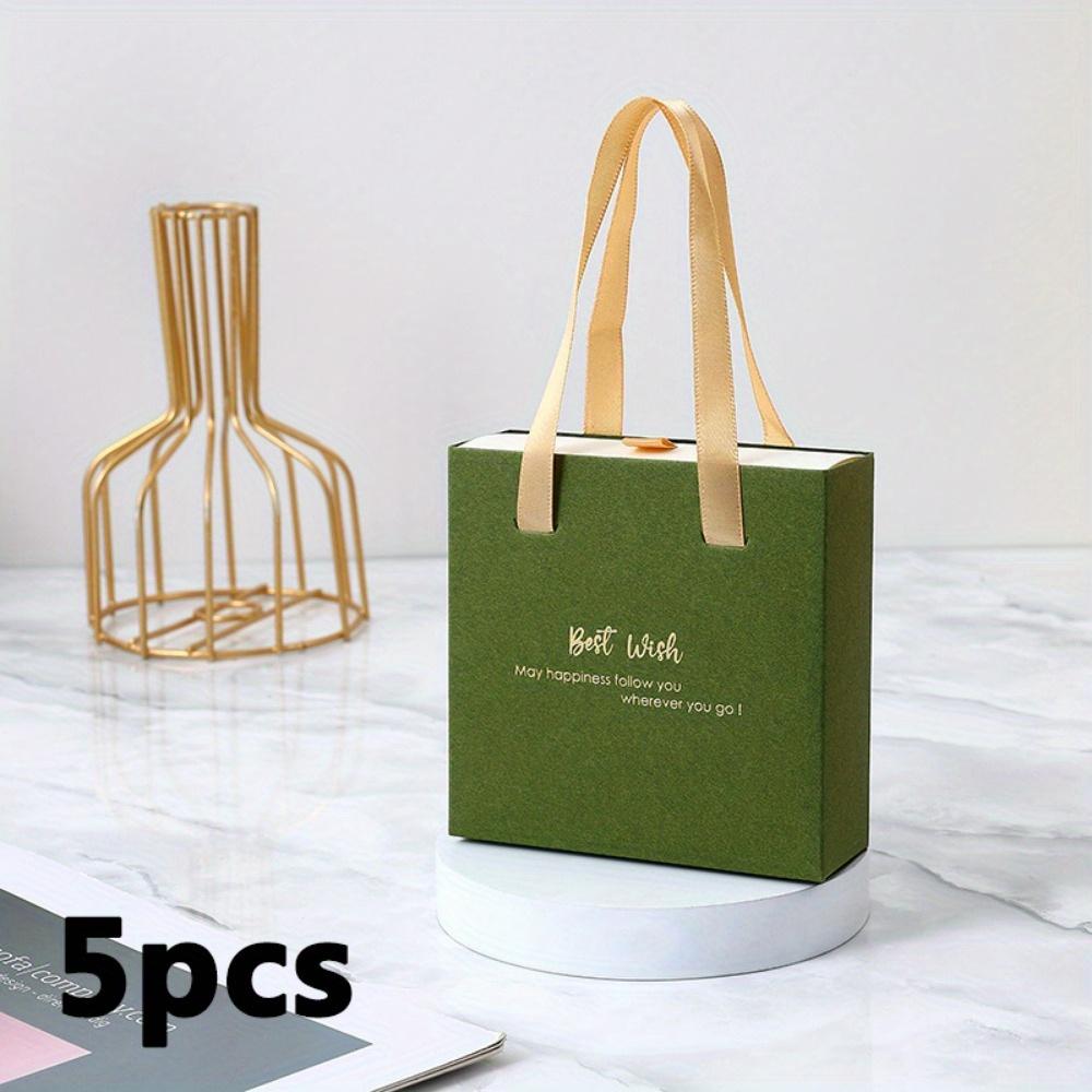 5pcs Drawer Jewelry Gift Boxes Green Cardboard Jewelry Gift Boxes with Foam Padding and Handles Displaying Necklaces Rings Earrings Valentine's Day