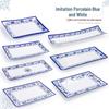 Rectangular Blue and White Melamine Sushi Dish: Hotel-Grade Porcelain-Look Tableware for Fish, Vegetables, and Hot Pot