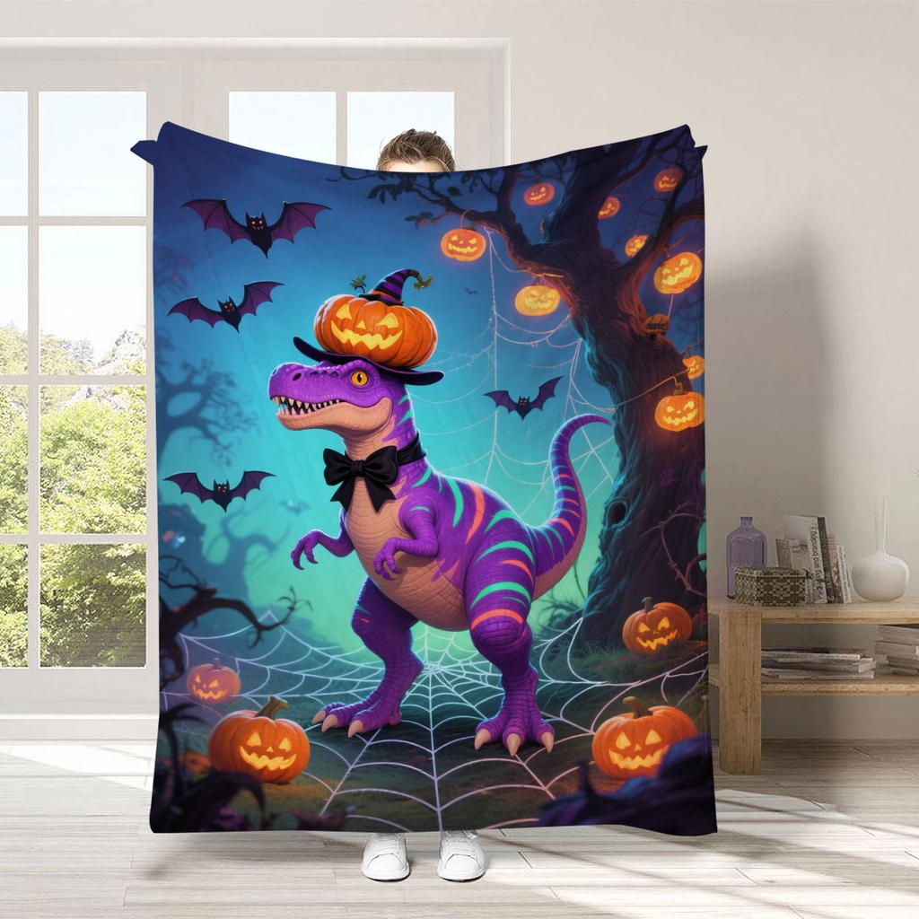 Halloween Festive Atmosphere Digital-printed Polyester Velvet Flannel Cover Blanket Fleece Soft Sofa Cover Blankets for Beds