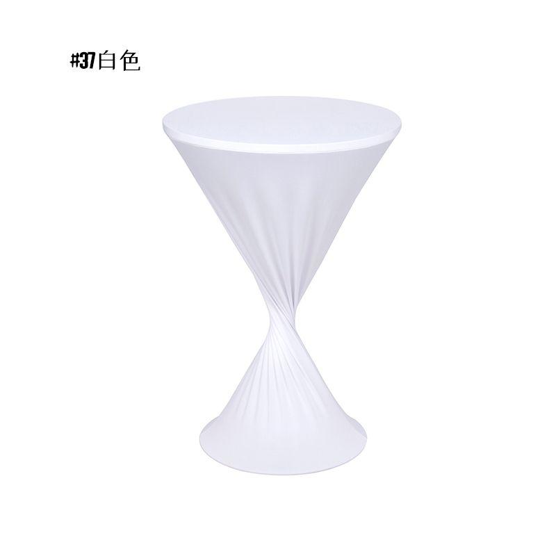 

Cross-Border Pure Color Bar Table Set European Wedding Banquet Hotel Cocktail Table Elastic Table Cover round Table Tablecloth Fabric White 60*110cm round chassis