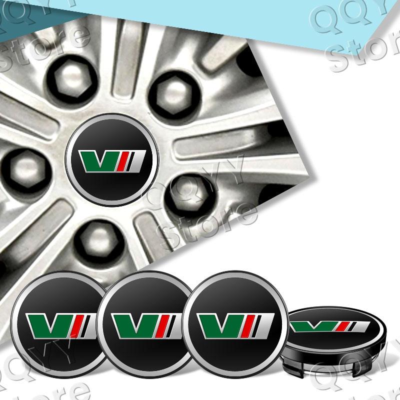 HSW2 4Pcs V VRS Logo Car Tire Wheel Center Hub Caps Decor Stickers For Skoda Octavia 1 2 3 Kamiq Superb Rapid Kodiaq Karoq Fabia