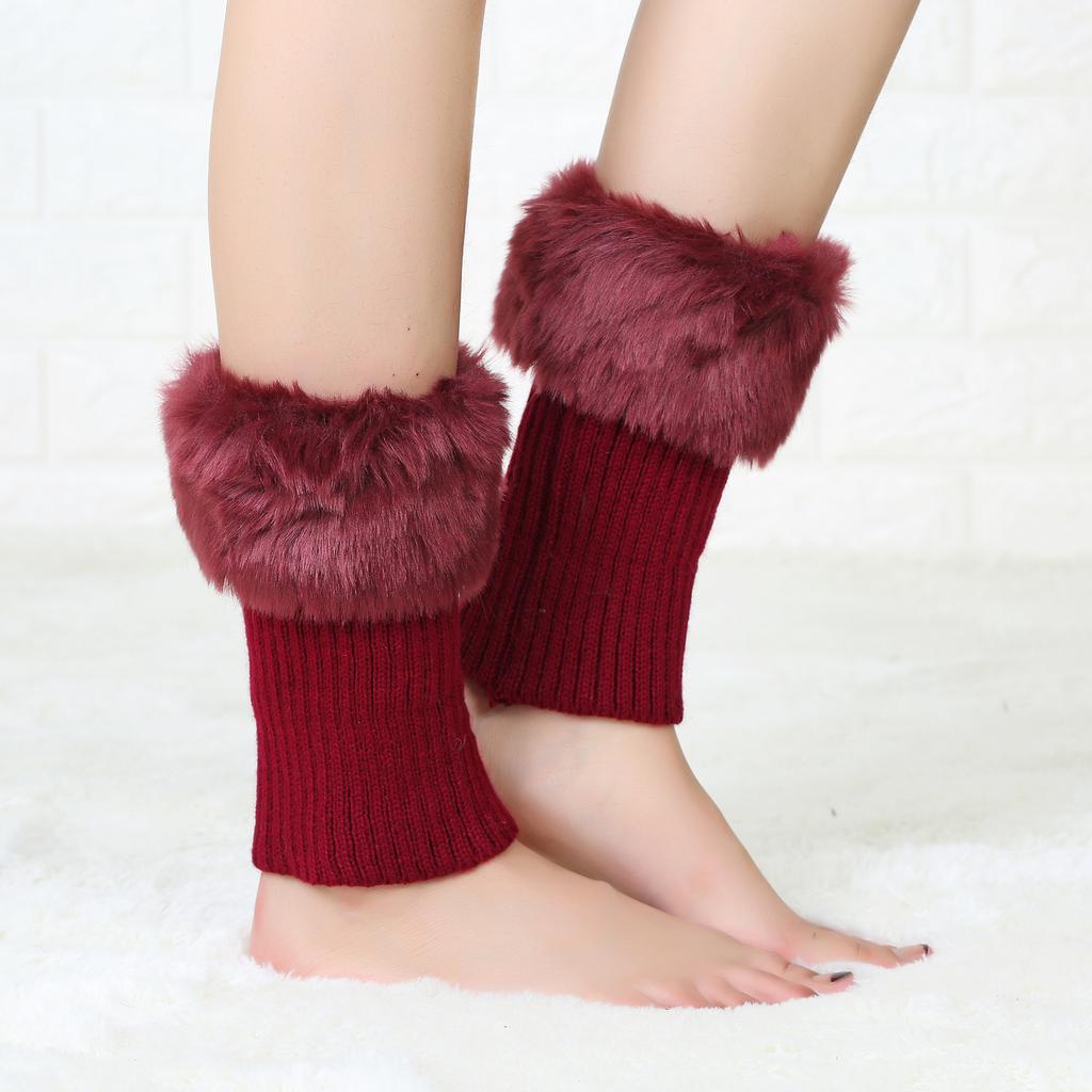 New Autumn and Winter Short Flip Plush Thermal Socks Boot Cover Women's Spice Girl Jk Wind Knitted Wool Leg Guard Foot Cover Women's Leg Cover