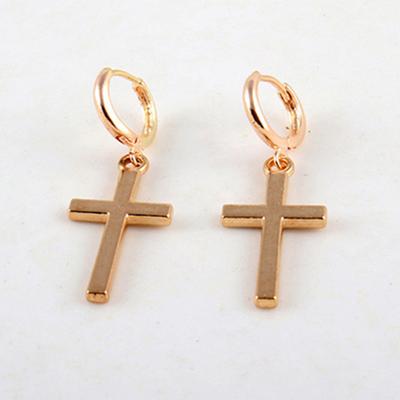 Brincos Exquisitos Liga Desbotada Superfície Lisa Forma de Cruz Joias Femininas para Festa