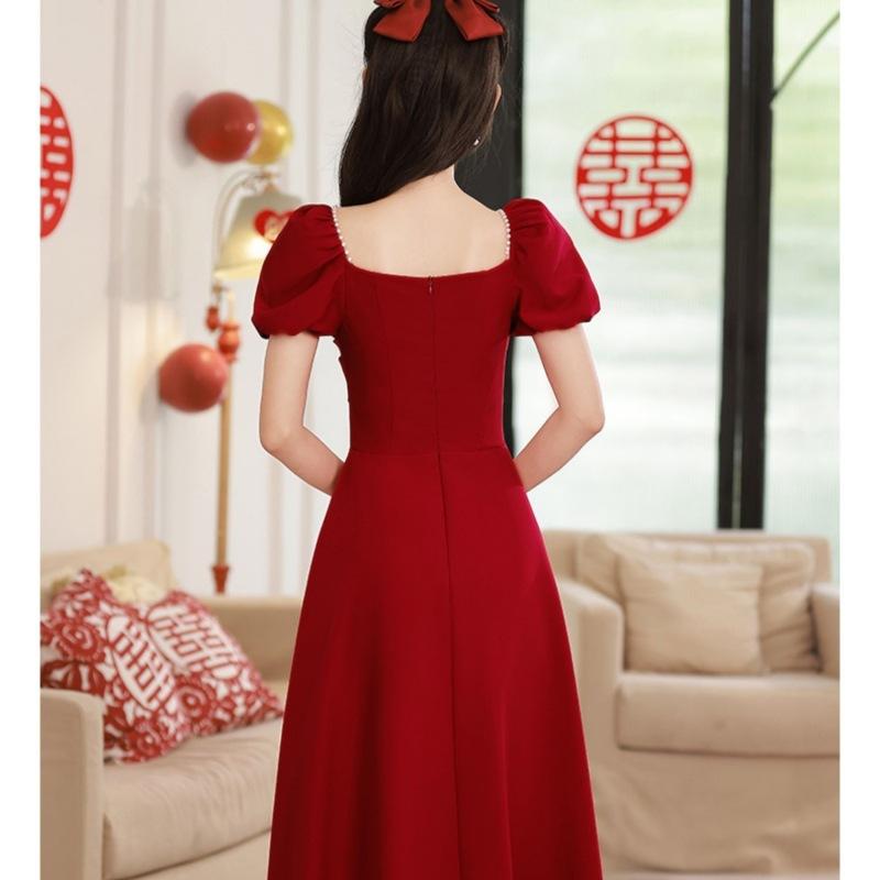 Toast Bride Summer Red French Return Dress Engagement Dress Small Wedding Dress Usually Wear