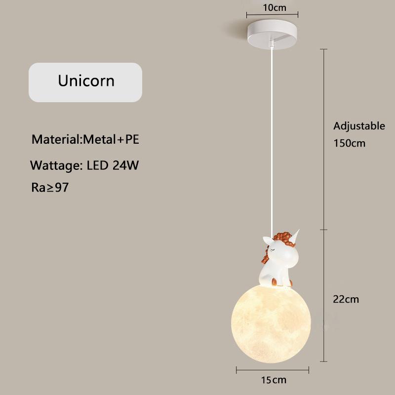 Kreative Cartoon Tier Pendelleuchten für Kinderzimmer Schlafzimmer Nachttischbeleuchtung Glückskatze Astronaut Einhorn Hängelampe