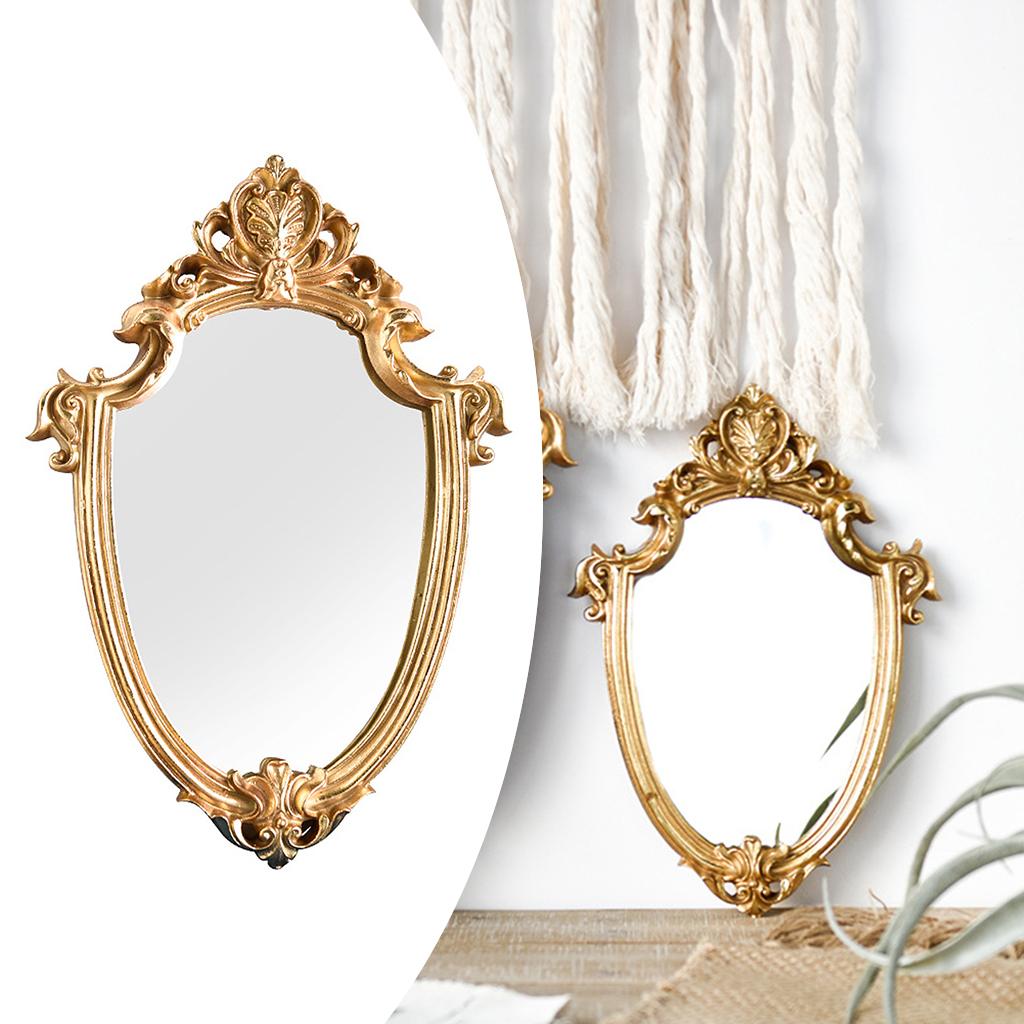 Gold Retro Makeup Mirror Wall Decoration Classical Tea Tray Decoration Decoration Wall Decoration Photo Props Table Bedroom