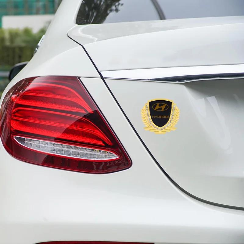 Car Side Window Badge for Hyundai I30 Tucson Solaris IX35 Sonata Encino Verna Elantra Azera Rear Trunk Diamond Crystal Sticker AG3