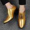 Klasická móda Zlaté pánské společenské boty Velká velikost 46 Boty na vysokém podpatku zvyšující výšku Pánské boty se špičatou špičkou Luxusní pánské svatební boty