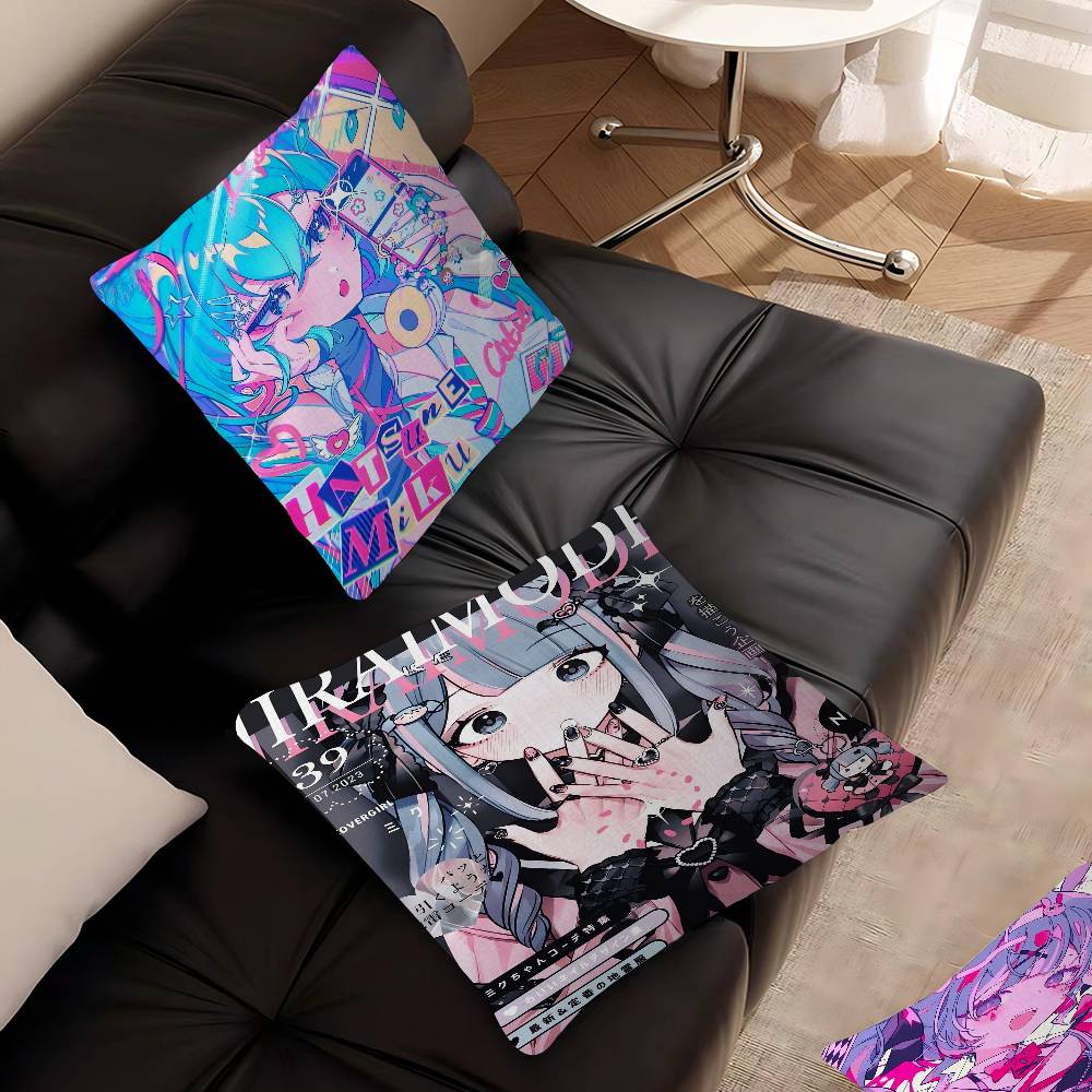 H-Hatsunes Role Anime M-Miku Pillow Cover Sofa Cushion Cover Home Room Decoration Children Gift