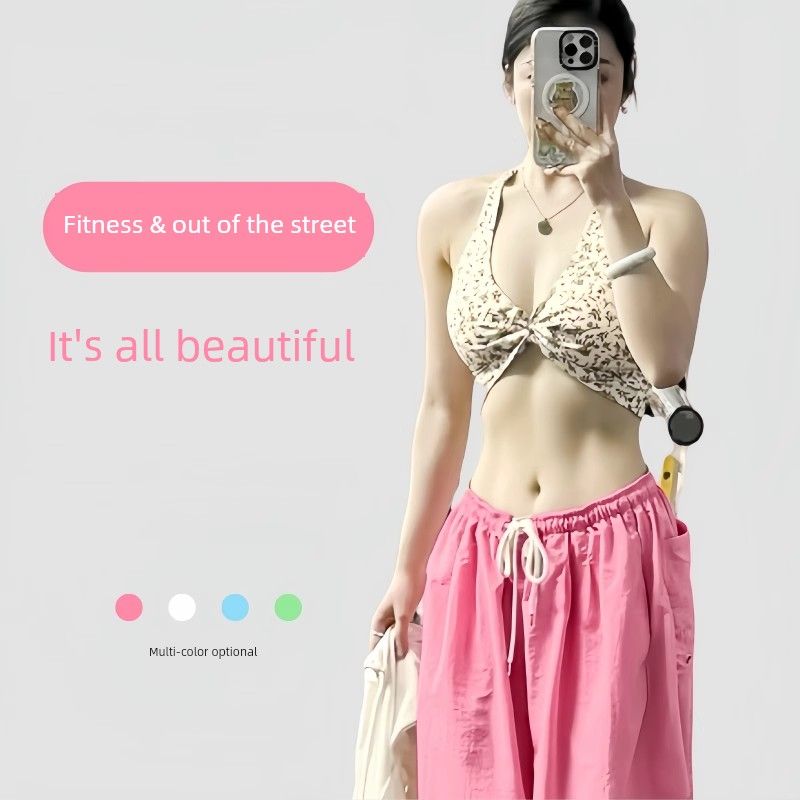 

Print Yoga Vest Women s Back Floral High Elastic with Chest Pad Sports Bra Workout Underwear Bra Gather Shockproof Two ways of wearing small Broken Flowers L