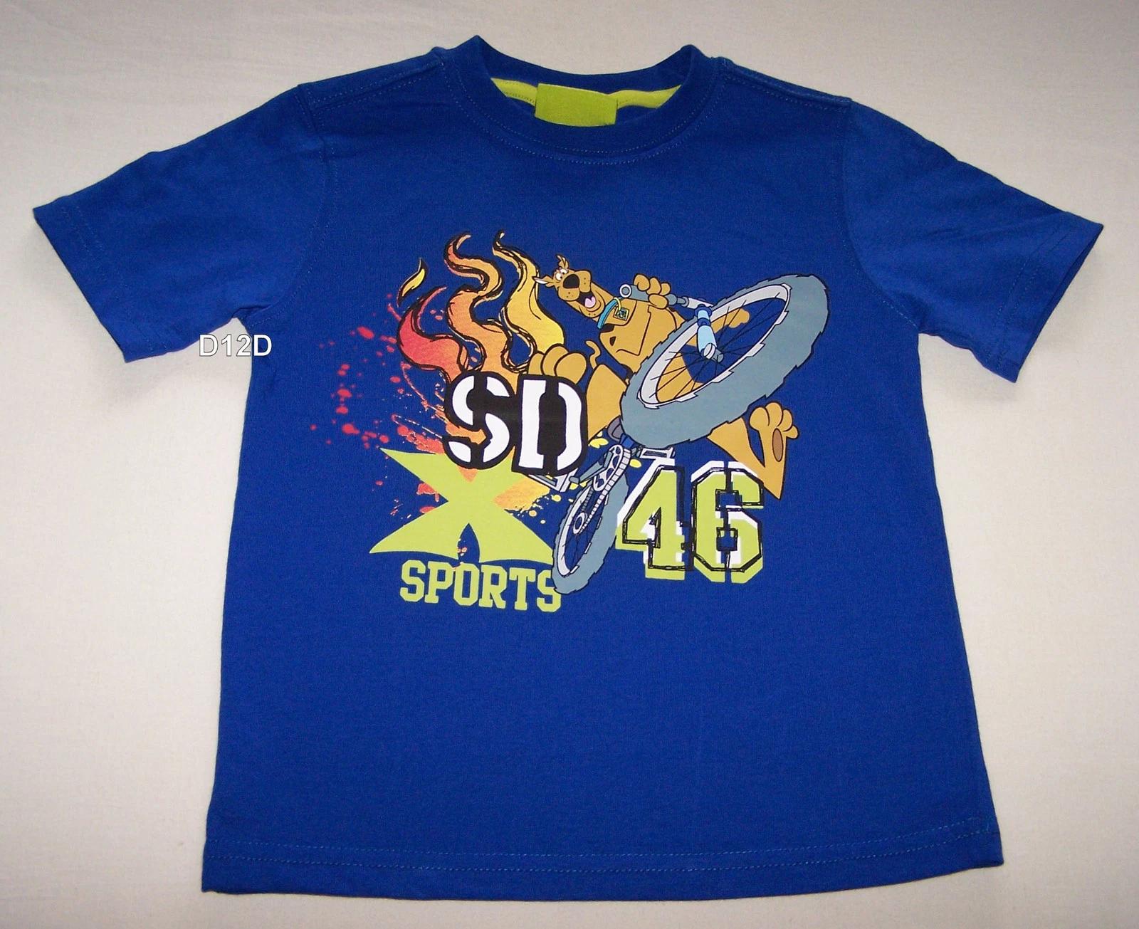 Scooby Doo Boys Blue Bike Printed Short Sleeve Cotton T Shirt Size 4 New 2XL