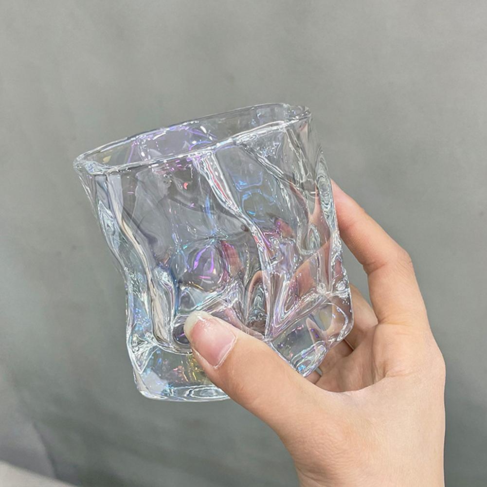 280 ml unregelmäßiges Glas für Whisky, durchsichtiger Glasbecher, Gletscherwein, Getränketrinkbecher, Haushaltsweinbecher für Feiertagstreffen
