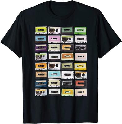 Kiristyle Cassette Tapes Mixtapes 1980s Radio Music Graphic Print T-Shirt Men