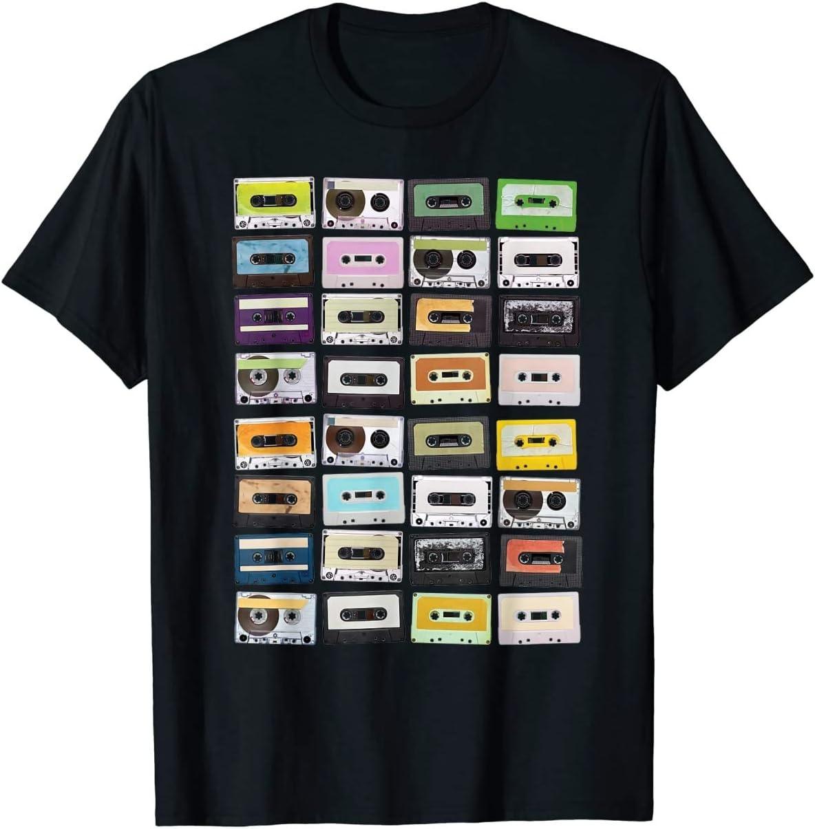 Kiristyle Кассетные ленты Микстейпы 1980-е Радио Музыка Графический принт Футболка Мужская XXXXXL чёрный