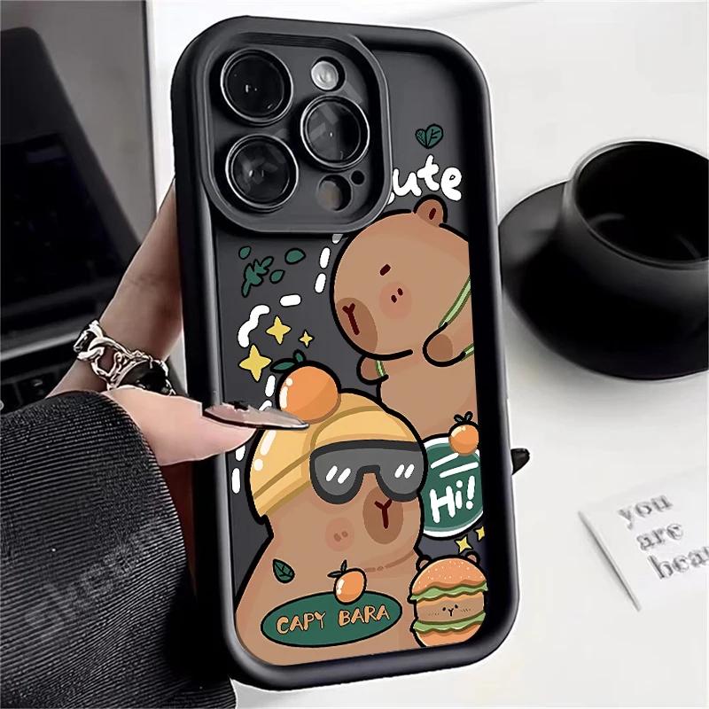 Cute Capybara Phone Case for iPhone 16 15 14 13 12 11 Pro Max X XS XR 7 8 Plus Funny Animal Soft Silicone Cover