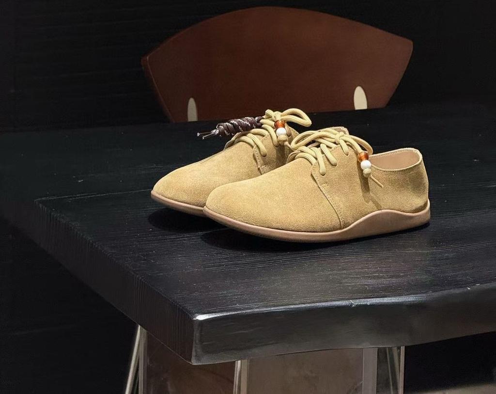 Leather Bread Shoes Big Round Head Retro Lace-up Casual Platform Women's Single Shoes