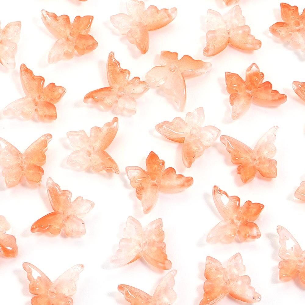 50pcs Butterfly Lampwork Beads 14x12mm Colorful Glass Loose Spacer Beads For Jewelry Making DIY Necklace Bracelets Accessories