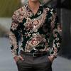 Camicia da uomo vintage in cashmere con stampa floreale paisley a maniche lunghe, casual, elegante, alla moda, comoda, alta qualità, top da uomo con colletto
