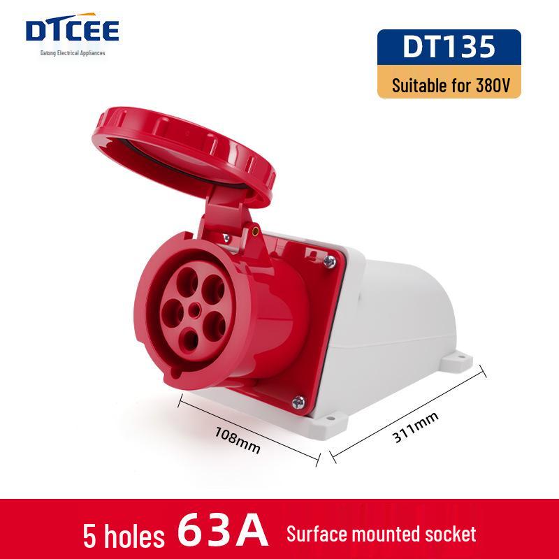 IP67 Waterproof Industrial 5-Pin 63A/125A Three-Phase Aviation Plug Connector