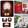 Festive Christmas Shower Curtain And Bathroom Mat Set With Waterproof Material