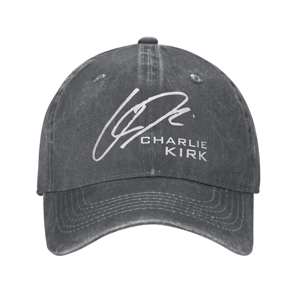 Washed Baseball Cap Charlie Kirk Signature Summer Trucker Hat For Unisex Adult Classic Hunting Camping Sun Snapback Cap