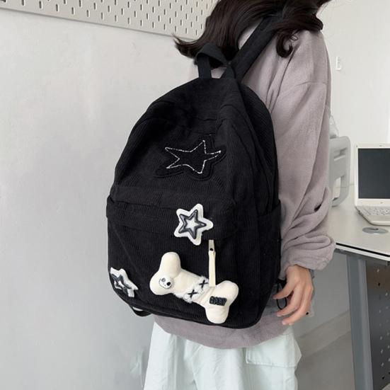 Rucsac Stea Capacitate Mare Rucsac de Zi din Catifea Cordoială Rucsac Portabil Drăguț cu Model Stea Bretele Reglabile pentru Facultate, Muncă, Călătorii