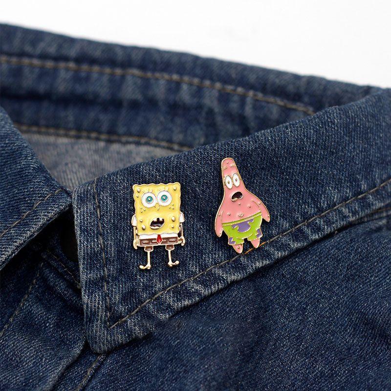 SpongeBob SquarePants Brooch Patrick Star Cute Japanese Cartoon Pin Male and Female Student Couple Personality Metal Badge