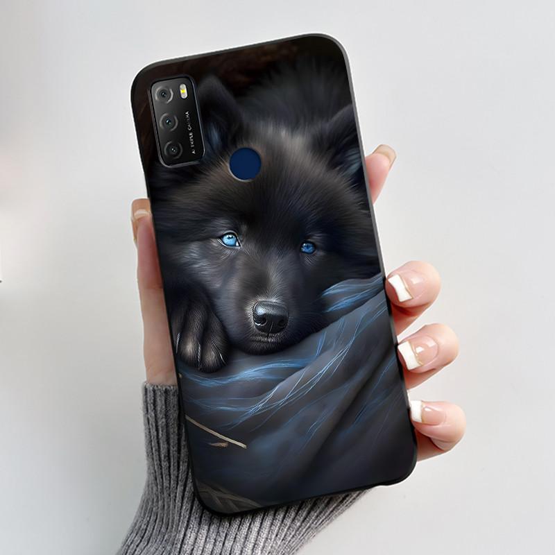 Casing For TCL 20E (6125F)/TCL 20Y (6156D) Green Cartoon Rabbit Pattern Shockproof Cover 2026 Cartoon Design Soft Black Case