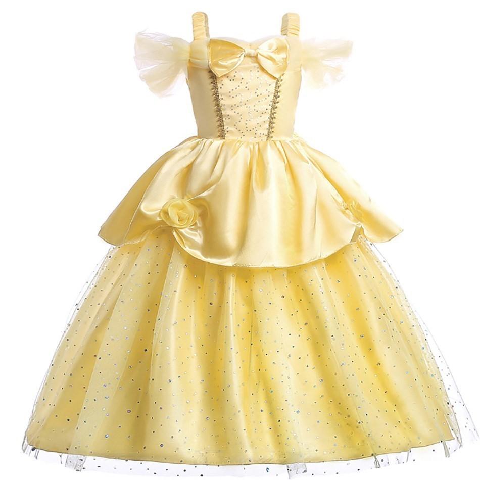 Little Girl Cinderella Dress Rapunzel Belle Halloween Costume Kid Birthday Party Christmas Fancy Evening Dress 2-10 Years