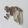 Autunno Inverno Bambino Neonati maschi Solido Velluto a coste Bretelle Pagliaccetto Bambini Tutina Vestiti della tuta