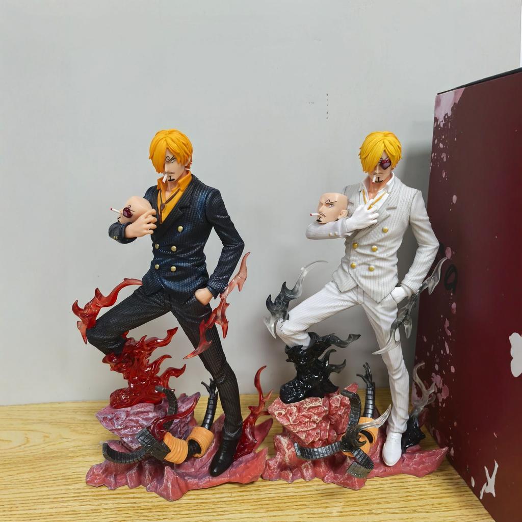One Piece Sanji Dual Wings Anime Figure with 2 Heads GK Statue Model Toy 25cm