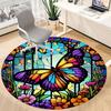 1pc Butterfly Garden Office Round Area Rug, Indoor Mat Suitable ForOffice, Under Office Chairs Bedroom Living Room Home Decor, Room Deco  D076
