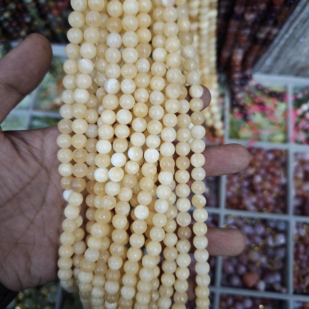 Natural Yellow Calcite Beads Bracelet 6-10mm, Round Loose Beads for DIY Jewelry