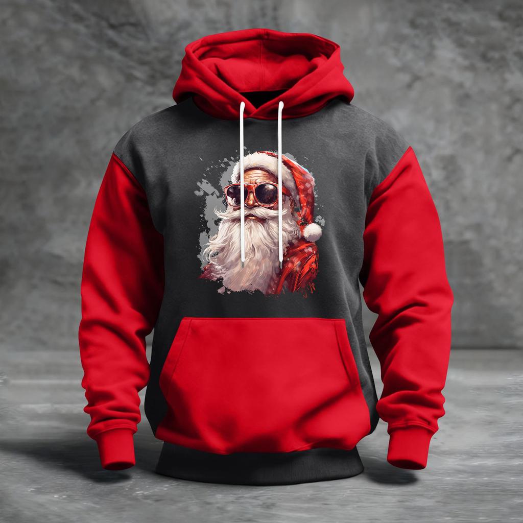 Herren Weihnachten Print Colorblock Kapuzenpullover Lässig Sport Komfort Sweatshirt