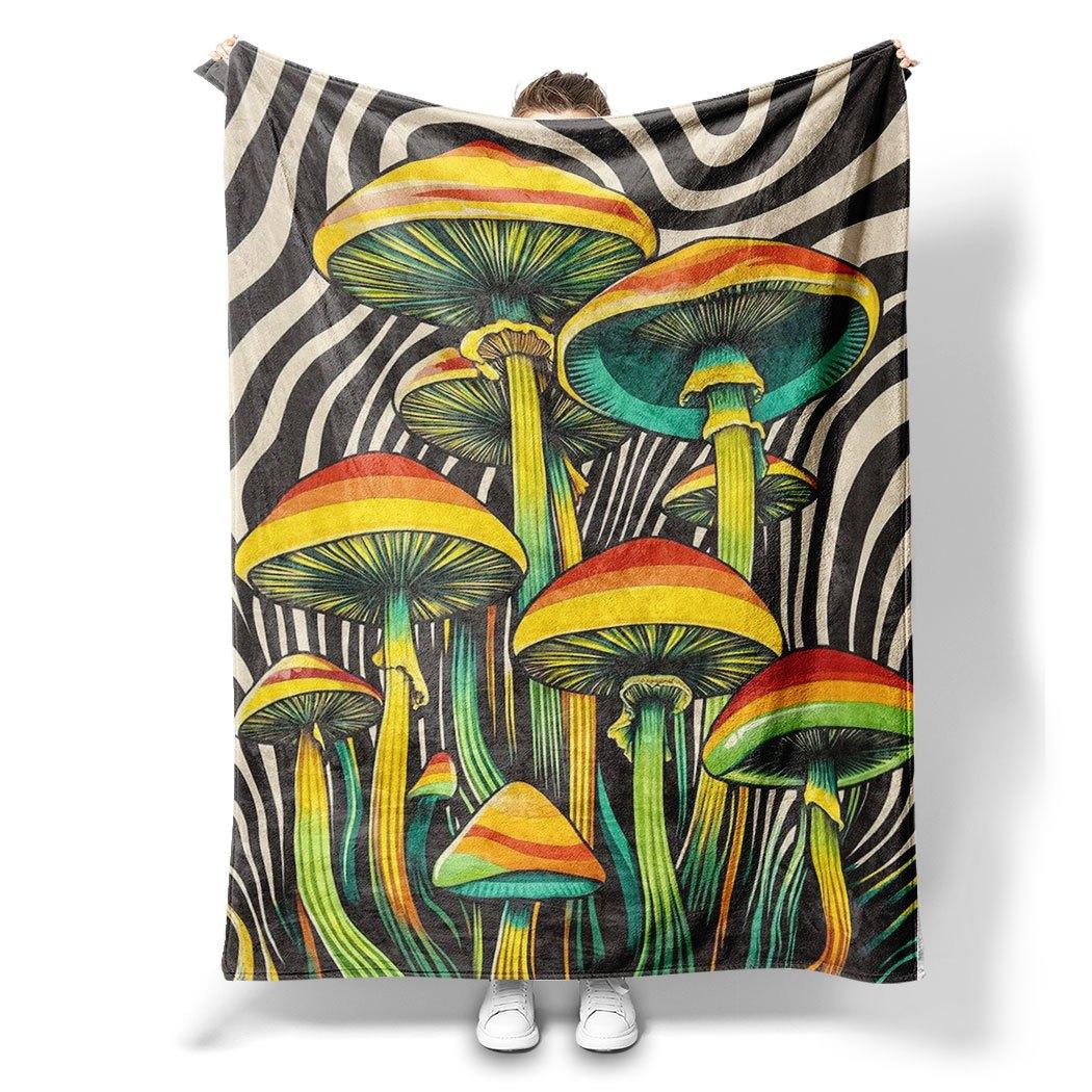 

Mushroom Print Flannel Throw Blanket Vibrant Design Soft Cozy Fleece for Home Office Sofa All Season Gift 150x200cm 130x150cm51x59in