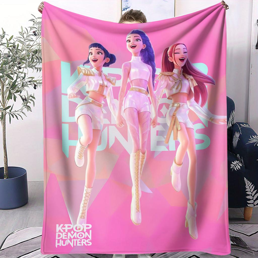 K Pop Demon Hunters Blanket Warmth Flannel Cover Soft Universal Throw Home Camping Fan Gifts Multifunctional Decorative Blanket