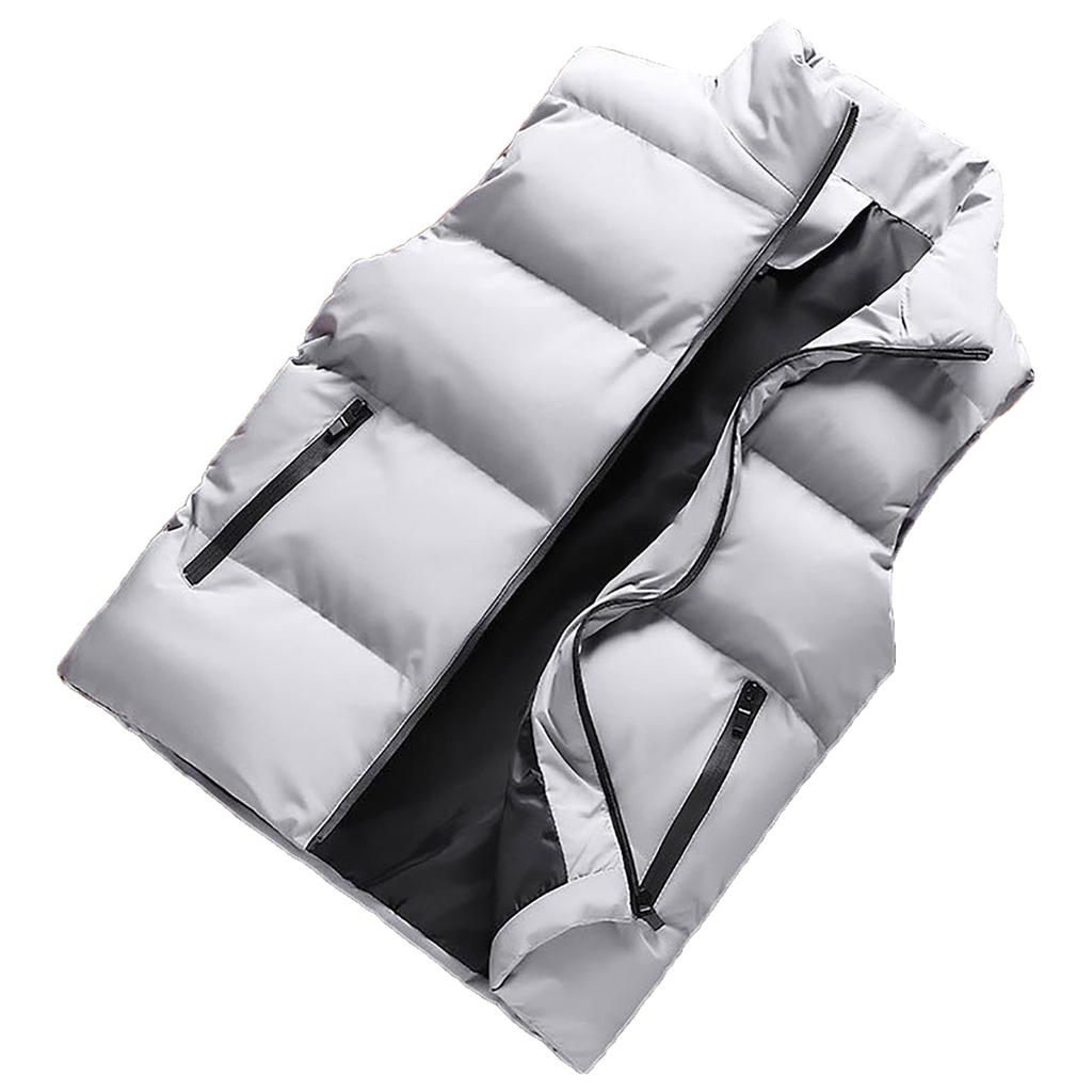 Moda de los hombres Otoño e Invierno Casual Cuello Alto Color Sólido Cremallera Chaleco Chaqueta Top