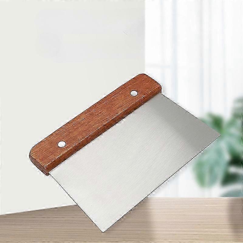 Stainless Steel Noodle Cutter and Dough Scraper Baking Tool with Wooden Handle