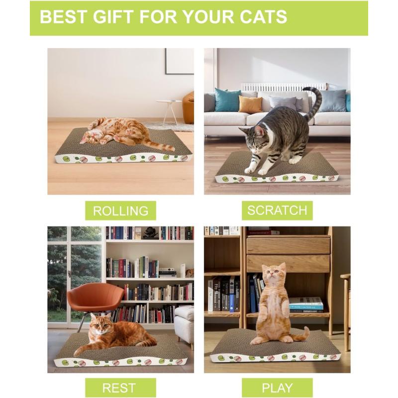 Cat Scratching Board Cardboard Cat Scratching Mat Box for Indoor Cats Scratching Bed Reversible Durable with Catnip