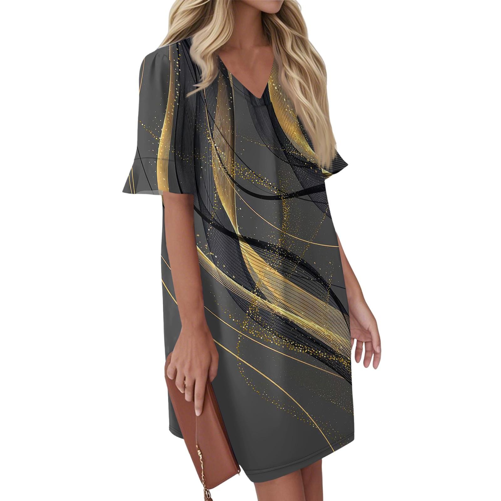 

Женское летнее винтажное платье с цветным лоскутным принтом, плиссированное, с коротким рукавом, V-образным вырезом и карманом-завязкой S