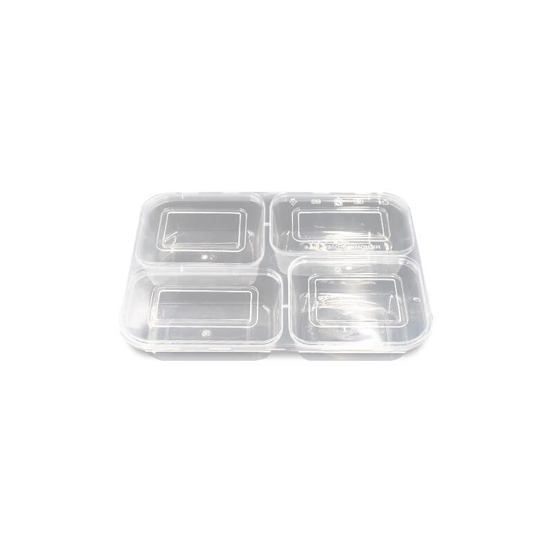 850ml 4-Compartment Disposable Food Containers with Lids